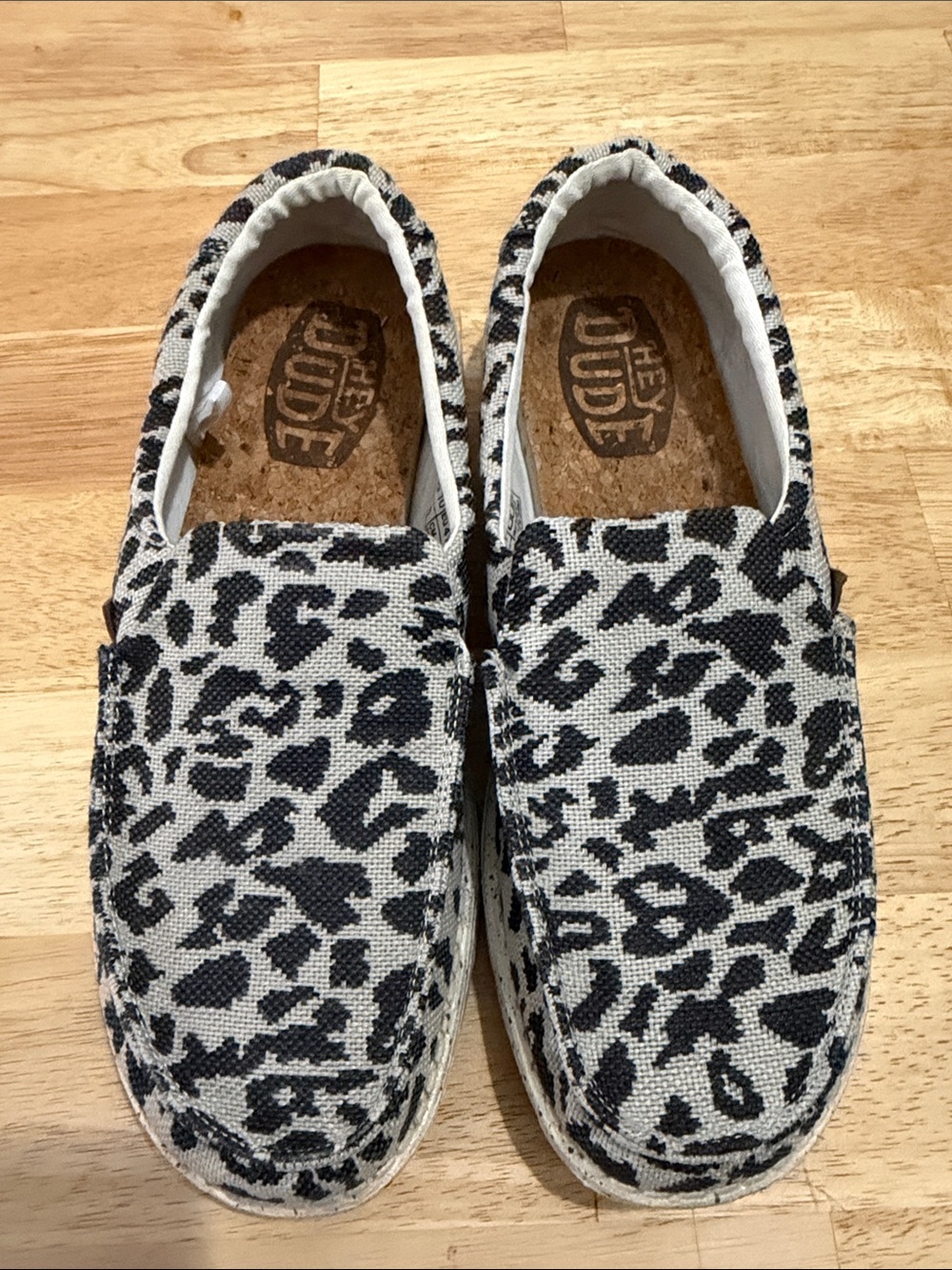 Womens Slip-On Shoes in Black & White Leopard